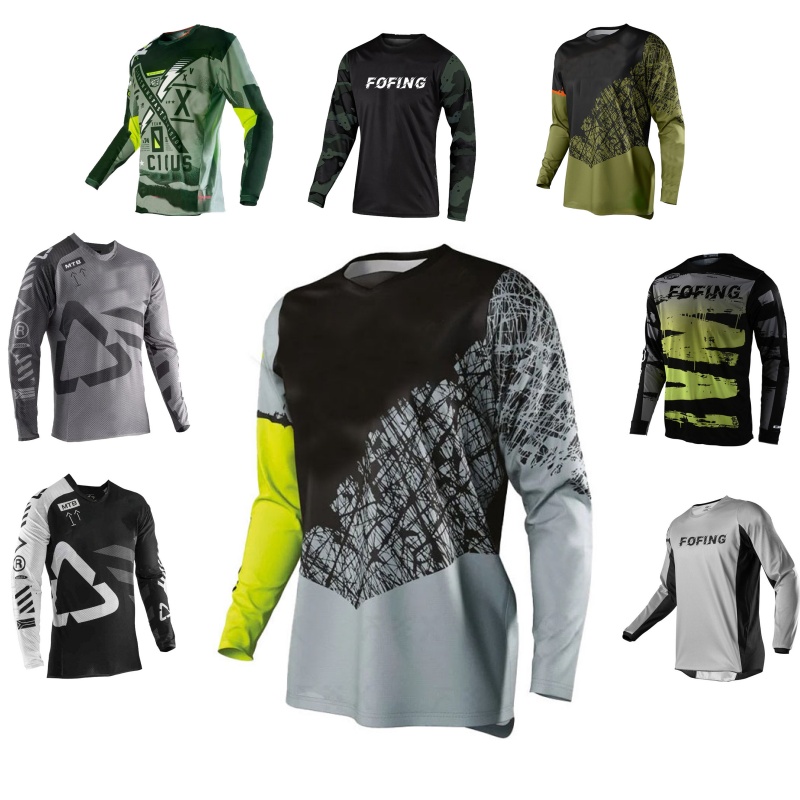 Mountain Biking Games - Jersey Motocross Cetak MTB Downhill Lengan