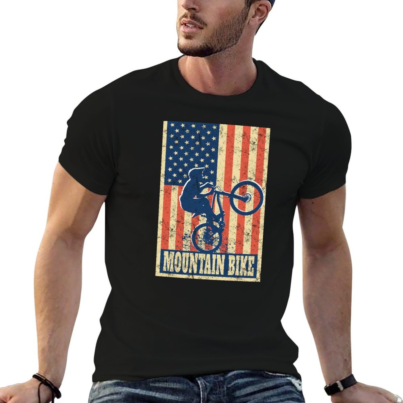 Mountain Biking Holidays - Kaos Bersepeda Gunung dengan Gambar Bendera